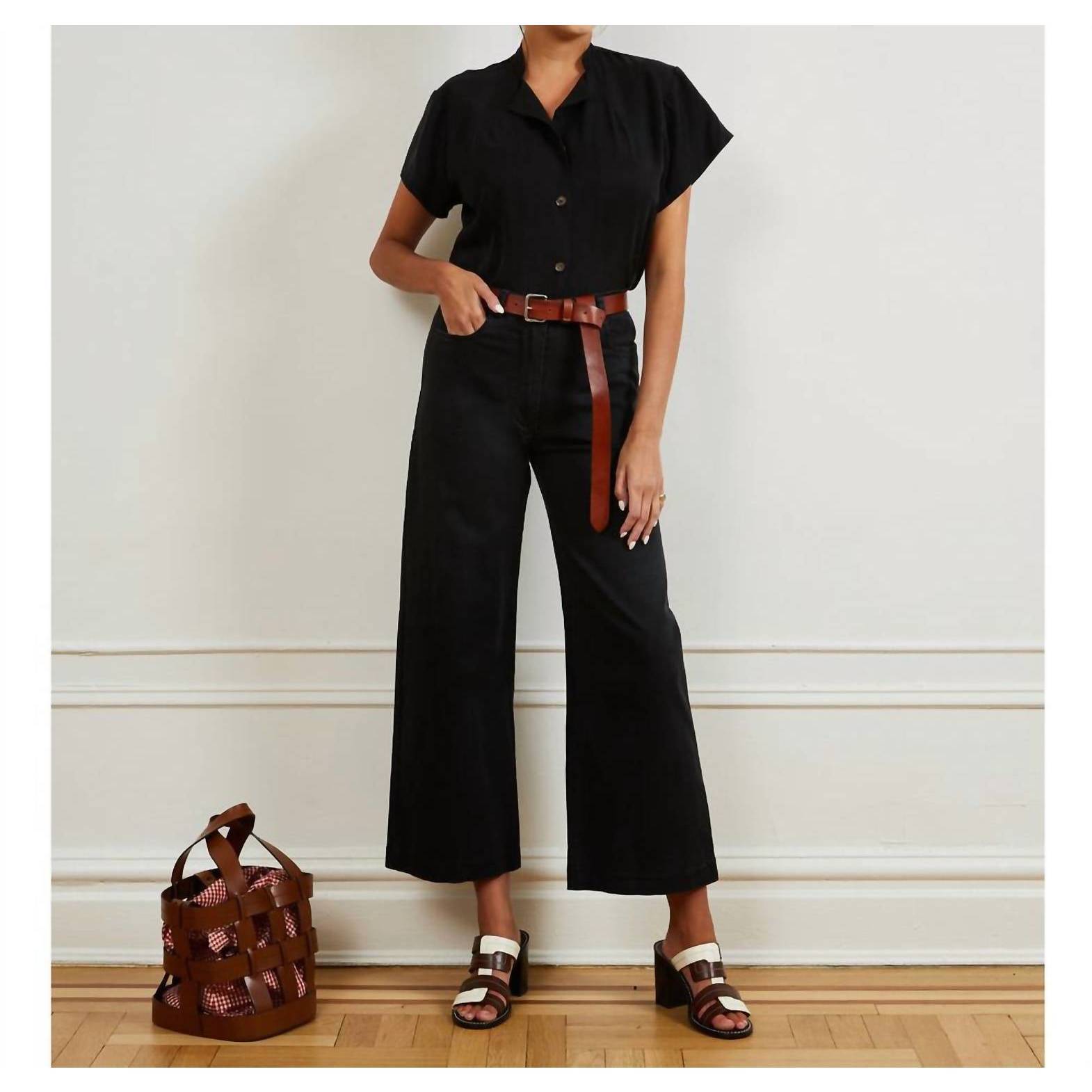New Loup Toni Wide Ankle Pant In Black